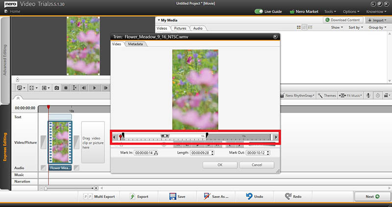 Nero Suite 2023 how to trim video step 10