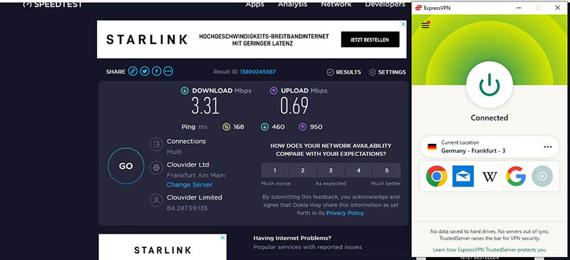 ExpressVPN Germany server speed test