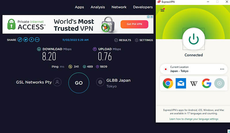 ExpressVPN Japan server speed test