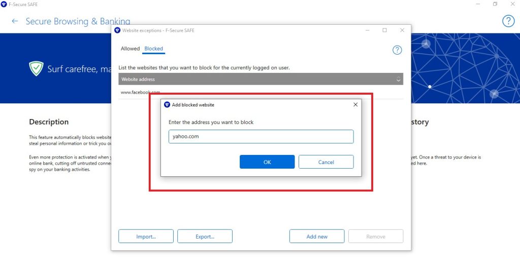 F Secure Total Website Blocking 3