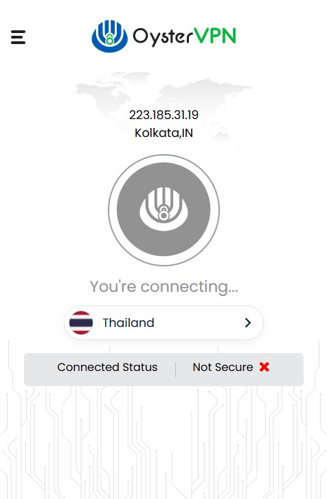 OysterVPN user interface